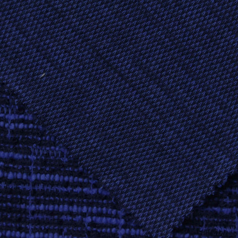 Dark Blue Horizontal-Band Chunky Knit, Poly-Cotton