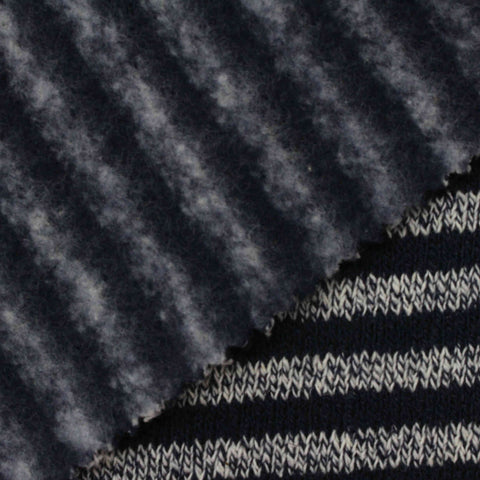 Navy Marled-Stripe Chunky Knit, Cotton-Poly