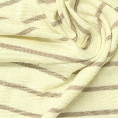 Light Brown Horizontal-Stripe Jersey Knit, Viscose