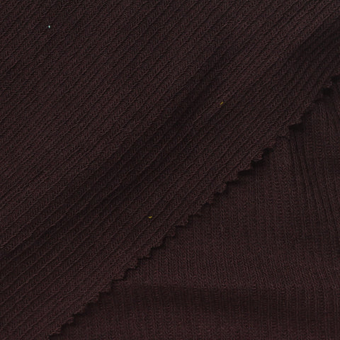 Polyester Viscose Stretch Rib Knit Fabric, 150 gsm, 180 cm — Brown