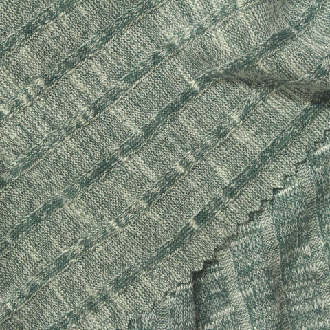 Green Marl Rib Knit, Viscose-Poly, 235 gsm