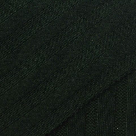 Dark Green Ribbed Rib Knit, Viscose-Poly