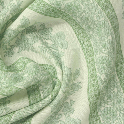 Green Floral Woven, Viscose-Linen, 150 gsm
