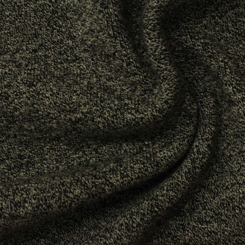 Dark Green Marl Rib Knit, Poly-Viscose, 570 gsm