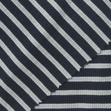Dark Navy Horizontal-Stripe Rib Knit, Viscose — photo 1