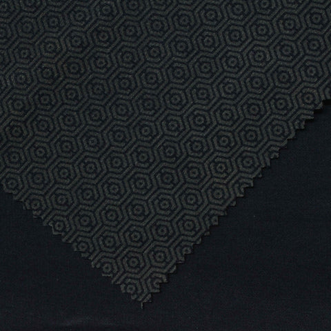 Printed Brushed Polyester Cotton Interlock Knit Fabric, 264 gsm, 180 cm — Navy
