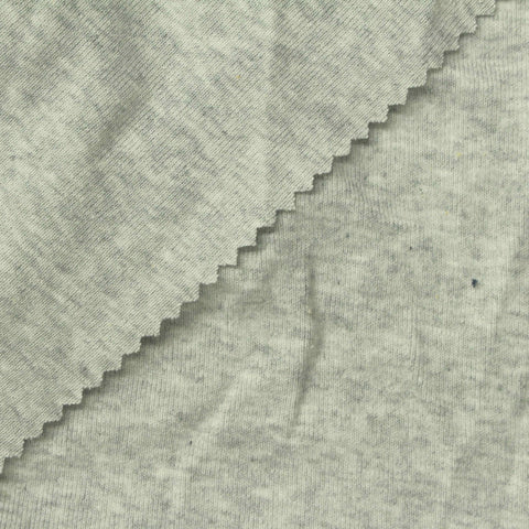 Light Grey Marl Rib Knit, Cotton, 185 gsm