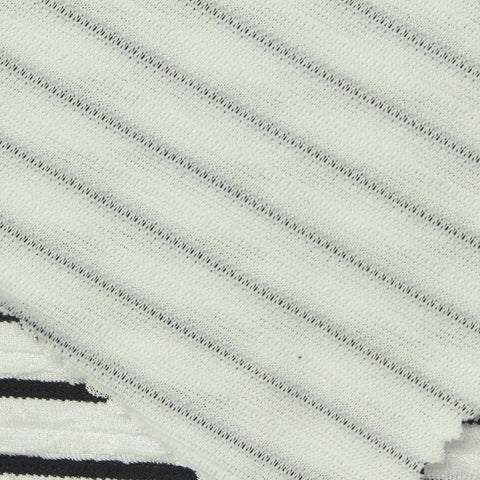 Black Horizontal-Stripe Knit, Polyester, 220 gsm