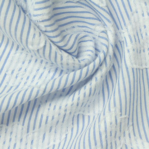White Stripes Jacquard, Poly-Cotton, 85 gsm