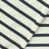 Navy Horizontal-Stripe Jersey Knit, Cotton, 240 gsm — photo 1