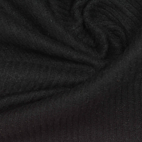 Brushed Viscose Polyester Stretch Rib Knit Fabric, 230 gsm — Black, ref EF-253828