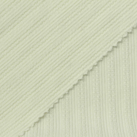 Pale Green Vertical-Stripe Rib Knit, Poly-Viscose