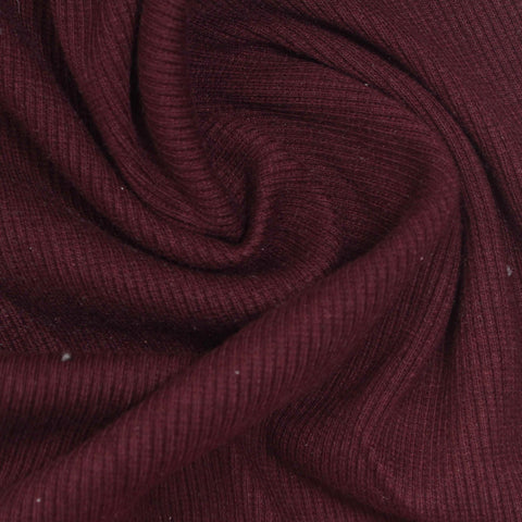 Cotton Polyester Stretch Rib Knit Fabric, 400 gsm, 135 cm — Red