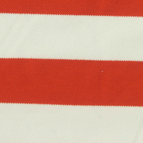 Orange Horizontal-Stripe Piqué Knit, Cotton-Poly