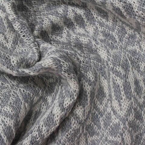 Jacquard Cotton Polyester Chunky Knit Fabric, 200 gsm, 180 cm — Grey