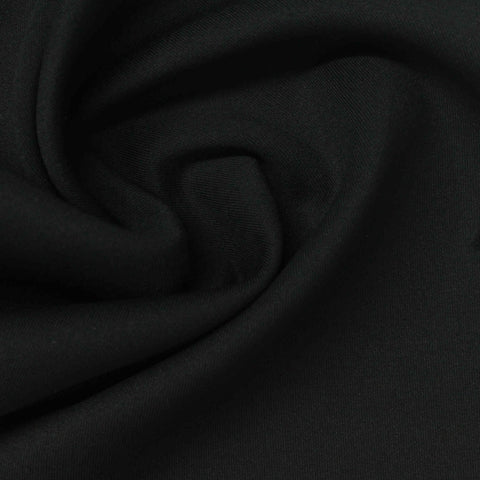 Washed Polyester Modal Stretch Scuba Knit Fabric, 320 gsm, 150 cm — Black