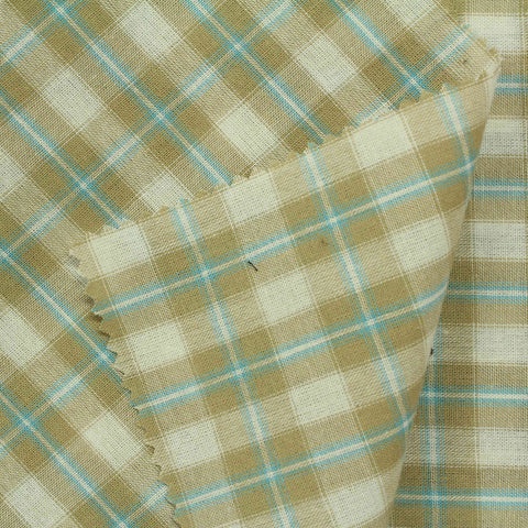 Beige Plaid Woven, Cotton