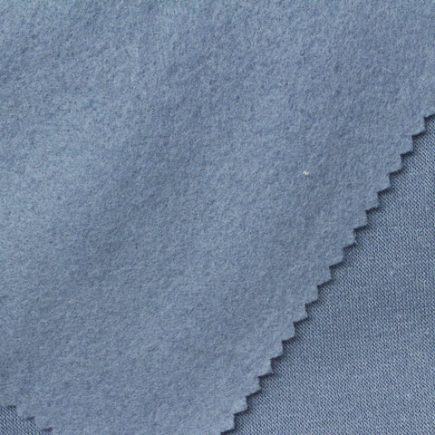 Brushed Polyester Viscose French Terry Fabric, 280 gsm, 180 cm — Blue