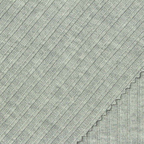 Grey Heather Rib Knit, Poly-Viscose