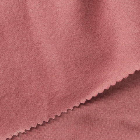 Brushed Cotton Stretch French Terry Fabric, 240 gsm, 162 cm — Pink