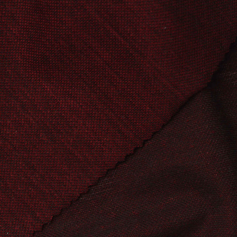 Deep Red Marl Piqué Knit, Linen-Poly