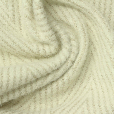 Light Beige Tone-on-Tone Chevron Chunky Knit, Nylon-Poly