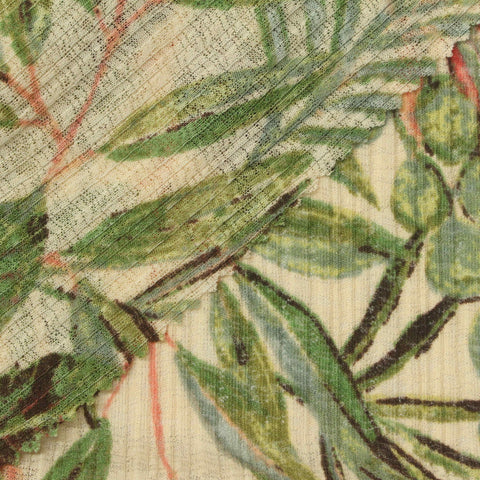 Green Leaves Rib Knit, Polyester, 130 gsm