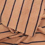 Brown Horizontal-Stripe Rib Knit, Viscose — photo 1