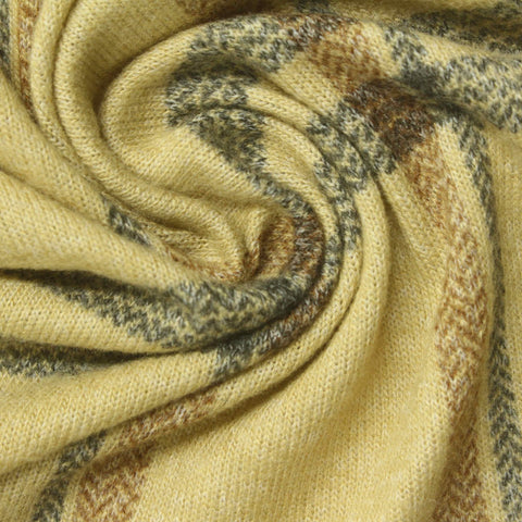 Yellow Plaid Jersey Knit, Viscose-Poly