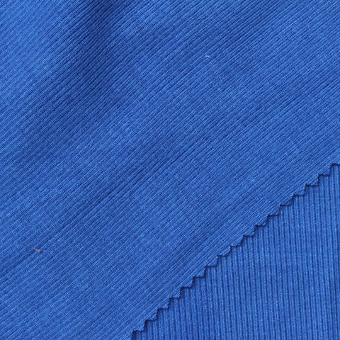 Viscose Stretch Rib Knit Fabric, 265 gsm, 112 cm — Blue