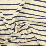 Navy Horizontal-Stripe Rib Knit, Viscose, 261 gsm — photo 1