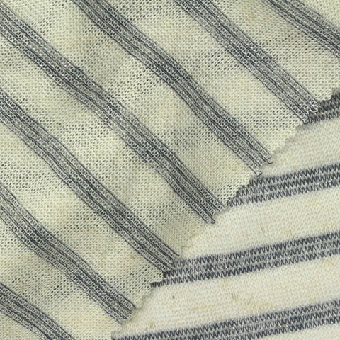 Dark Grey Horizontal-Stripe Knit, Viscose-Poly, 130 gsm, 160 cm