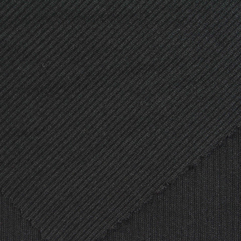 Polyester Viscose Stretch Rib Knit Fabric, 210 gsm, 140 cm — Black