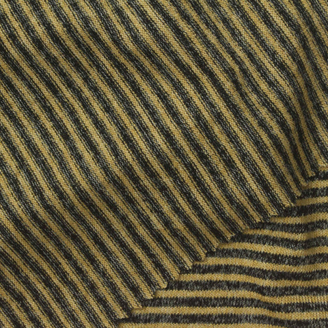Muted Yellow Horizontal-Stripe Knit, Viscose-Poly