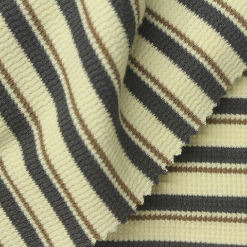 Cream Horizontal-Stripe Waffle Knit, Cotton