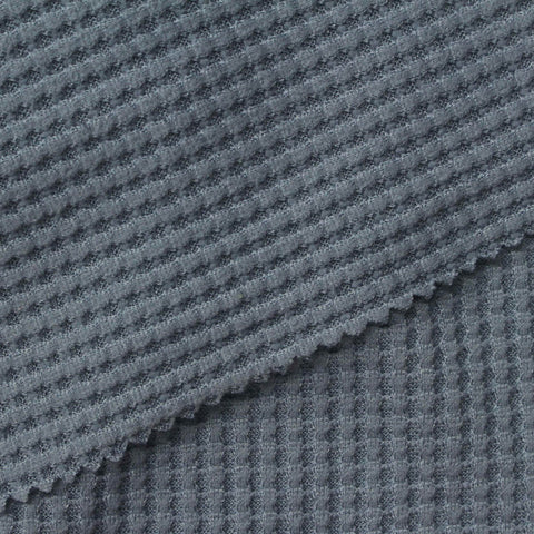 Brushed Polyester Stretch Waffle Knit Fabric, 200 gsm, 140 cm — Blue