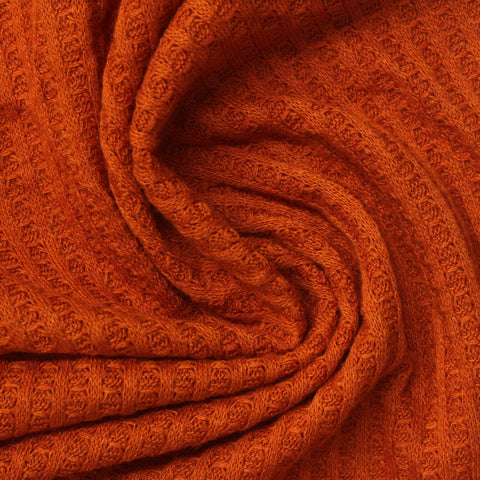 Polyester Viscose Stretch Waffle Knit Fabric, 200 gsm, 160 cm — Orange
