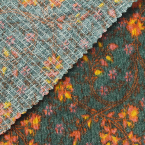 Orange Floral Crepe, Cotton-Poly