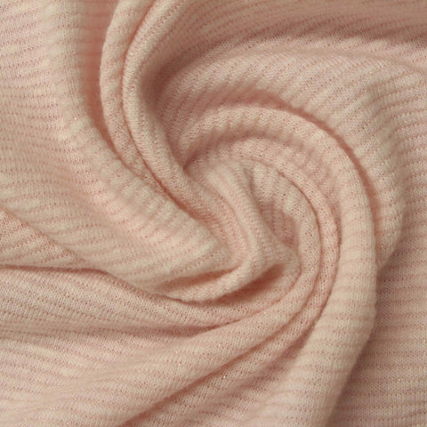 Light Pink Horizontal-Stripe Jersey Knit, Cotton-Poly