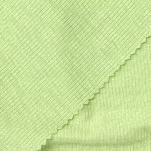 Slub Polyester Viscose Rib Knit Fabric, 180 gsm — Green