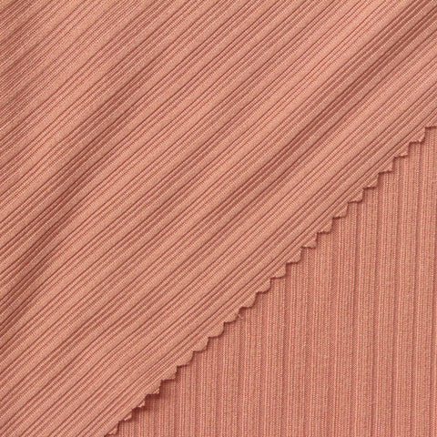 Brushed Polyester Stretch Rib Knit Fabric, 175 gsm, 110 cm — Orange