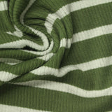 Green Horizontal-Stripe Rib Knit, Poly-Viscose, 220 gsm, 145 cm — photo 1