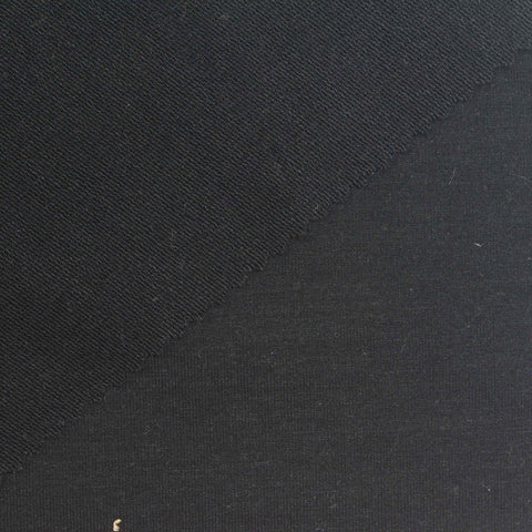 Modal Polyester Stretch French Terry Fabric, 330 gsm, 158 cm — Black