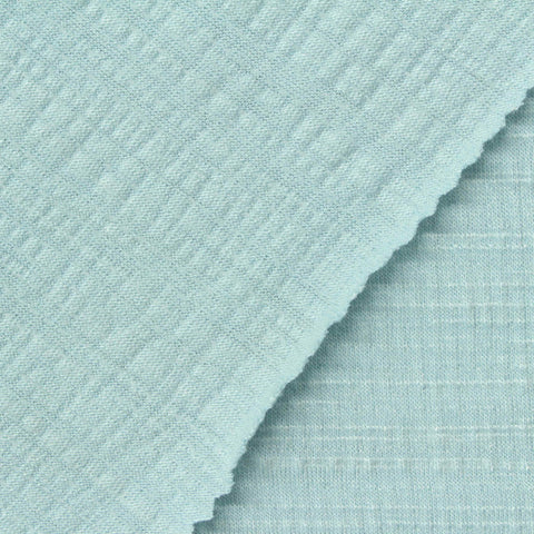 Slub Polyester Viscose Stretch Crepe Fabric, 230 gsm, 152 cm — Blue