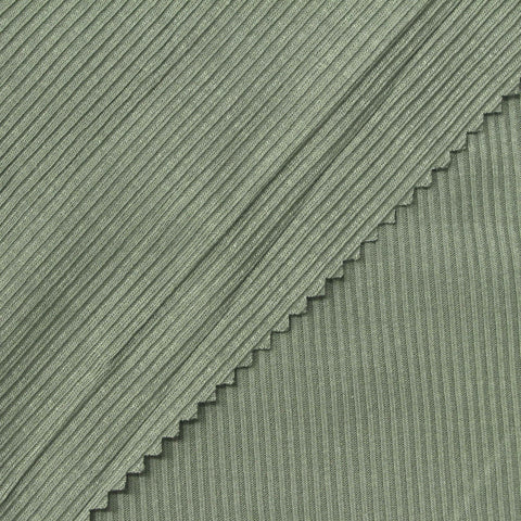 Viscose Stretch Rib Knit Fabric, 245 gsm, 165 cm — Green