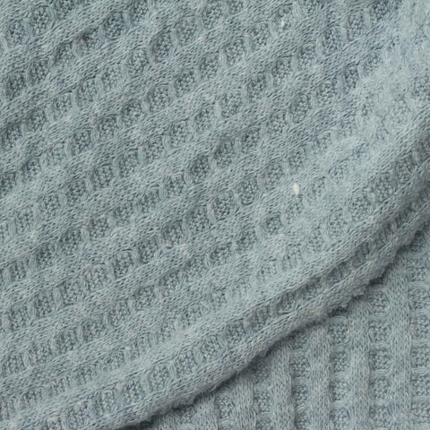 Cotton Polyester Waffle Knit Fabric, 255 gsm, 184 cm — Blue