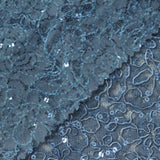Dusty Blue Floral Lace, Polyester — photo 1