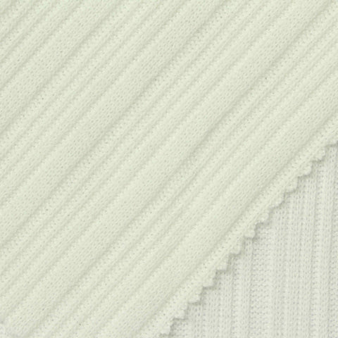 Polyester Stretch Rib Knit Fabric, 230 gsm, 143 cm — White