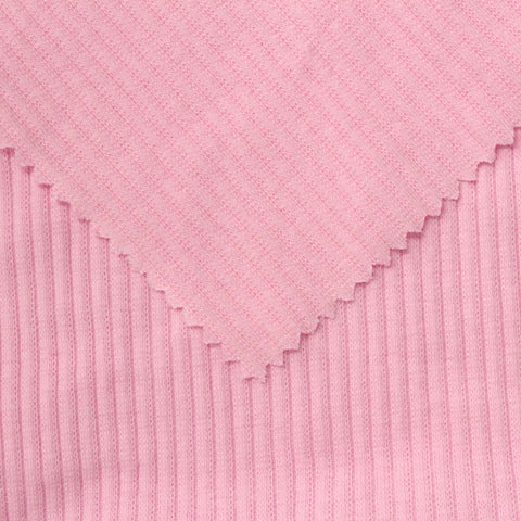 Cotton Stretch Rib Knit Fabric, 230 gsm, 108 cm — Pink