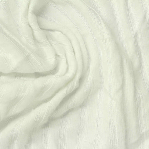 Cream Stripes Rib Knit, Polyester, 240 gsm